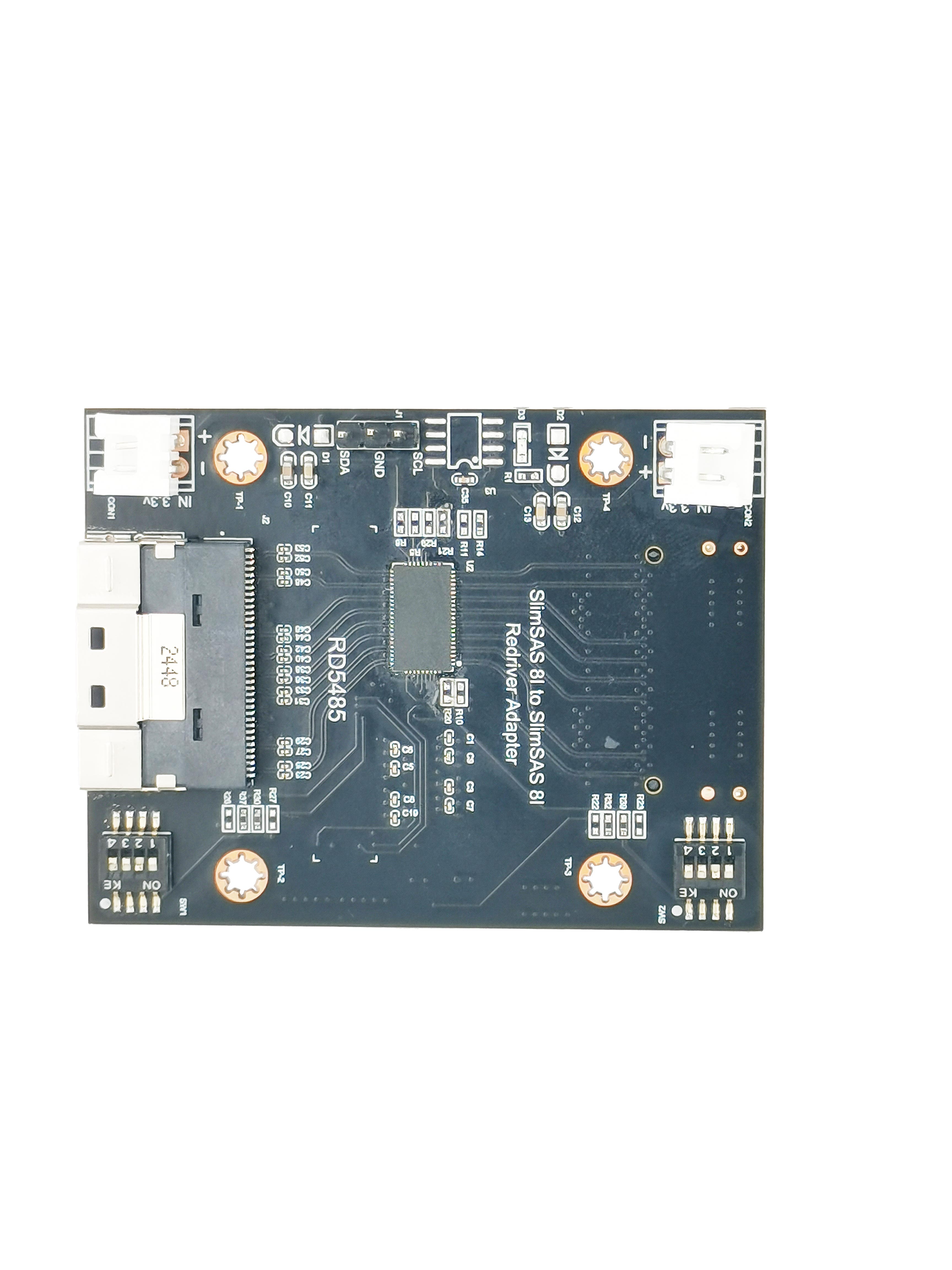 SFF-8654 8I to SFF-8654 8I  PCIe x8 Gen 4 (16 Gbps) ReDriver Board